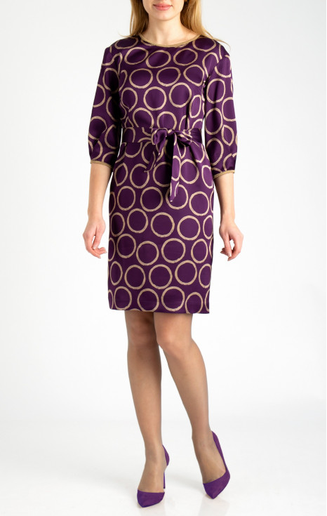 Елегантна права рокля от луксозна сатенирана вискоза в цвят Plum Purple