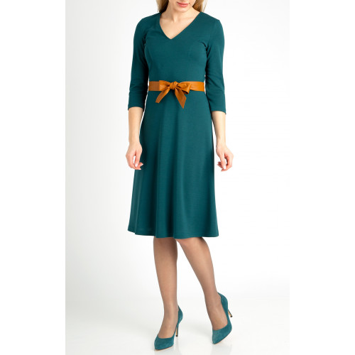 Стилна рокля от трико в цвят Deep Teal