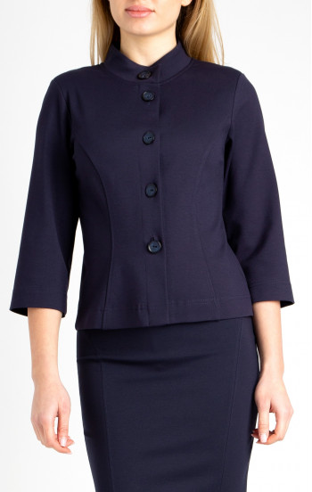 Елегантно сако от еластична трикотажна материя в цвят Navy Blue