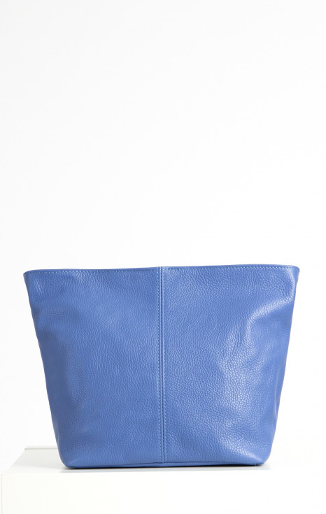 Чанта от естествена кожа в цвят Blue Ice