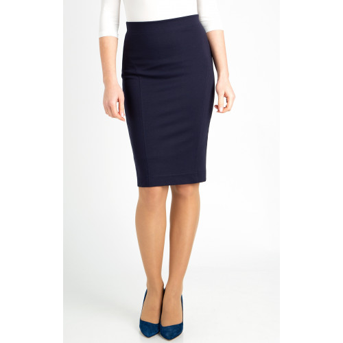 Класическа пола тип молив в цвят Navy Blue