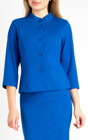 Елегантно сако от еластична трикотажна материя в цвят Classic Blue