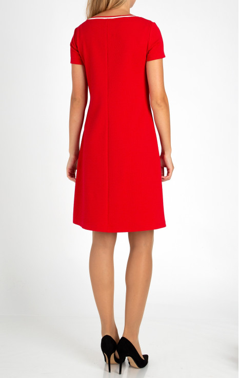 Стилна рокля тип трапец в червено [1]