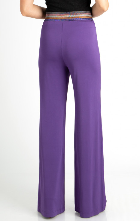Свободен панталон в лилав цвят от трико тип жарсе
