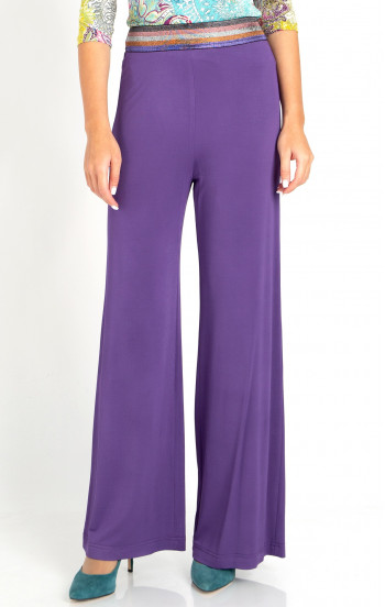Свободен панталон в лилав цвят от трико тип жарсе