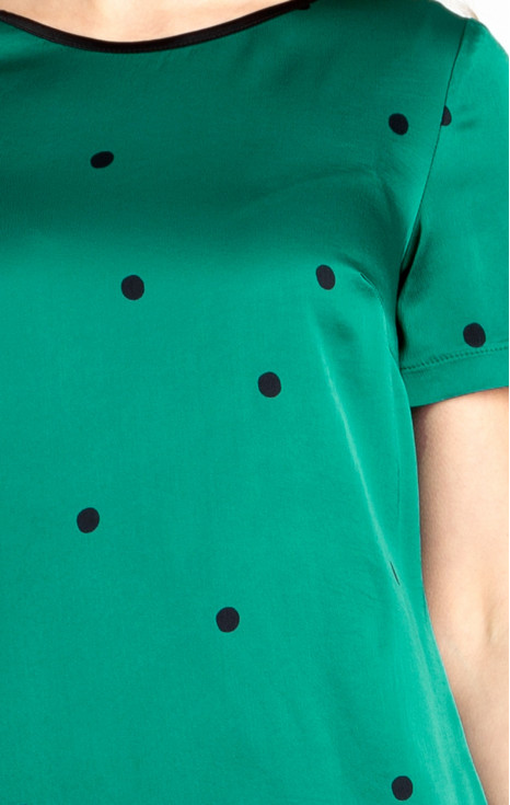 Официална блуза с къс ръкав от луксозен сатен в цвят Verdant Green