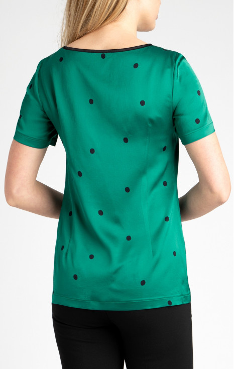 Официална блуза с къс ръкав от луксозен сатен в цвят Verdant Green [1]