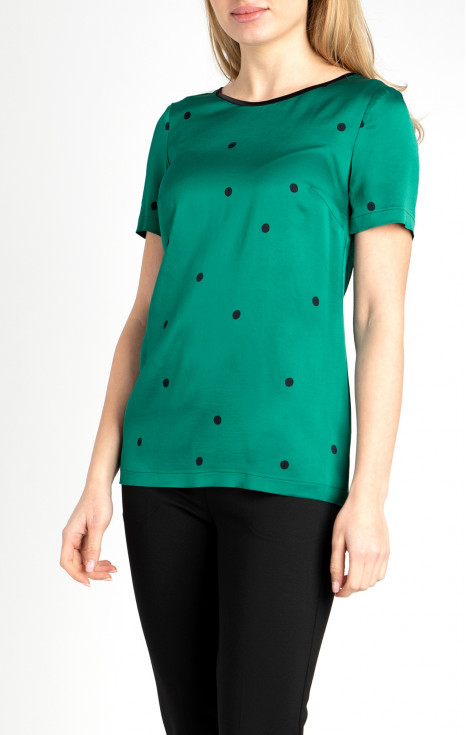 Официална блуза с къс ръкав от луксозен сатен в цвят Verdant Green