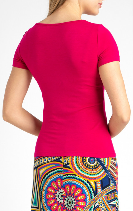Стилна блуза в цвят Raspberry Sorbet с ефектен отвор на деколтето