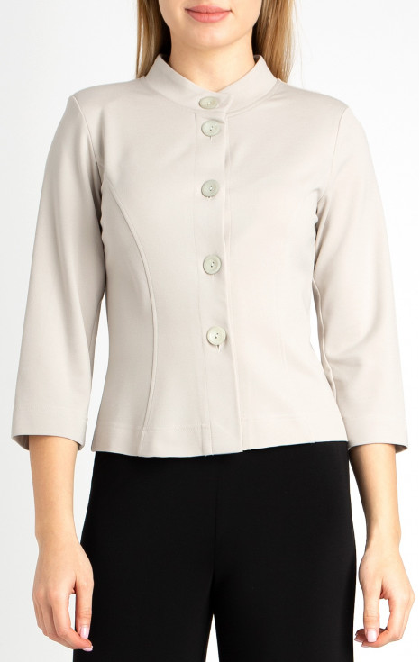 Елегантно сако с копчета с 3/4 ръкави в цвят Silver Gray