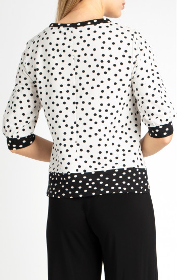 Красива блуза от качествена памучна материя в стил Polka Dots  в бяло и черно [1]