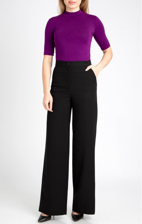 Стилен панталон с висока талия в черен цвят