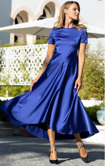 Официална рокля от сатен в цвят Princess Blue [1]