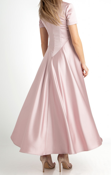 Елегантна дълга рокля от сатен в цвят Pale Lilac