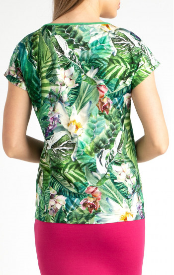 Блуза в свободен силует с флорален тропически принт [1]