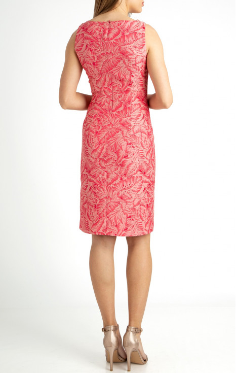 Официална рокля от жакард с релефни флорални мотиви в цвят Azalea