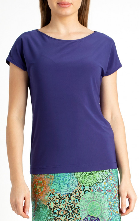 Блуза в свободен силует от леко трико тип жарсе в цвят Ultramarine Violet