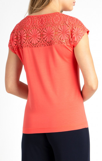 Елегантна блуза в цвят Sugar Coral с платка от дантелa [1]