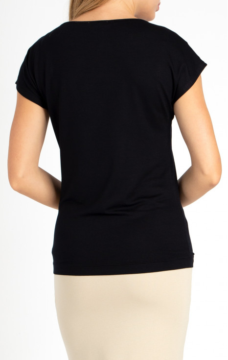 Блуза от леко трико в свободен силует в черен цвят [1]