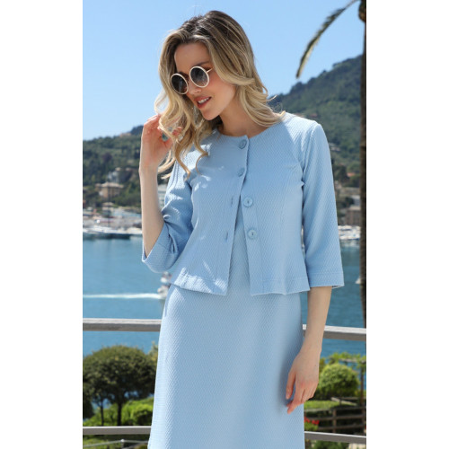 Спортно-елегантно сако от еластична трикотажна материя в цвят Baby Blue