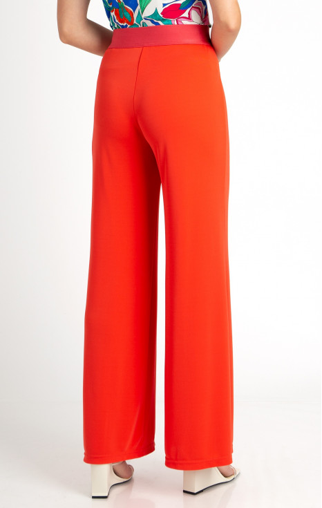 Панталон в свободен силует от трико тип  жарсе в цвят Mandarin Red