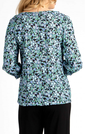 Елегантна блуза от нежна вискоза в свободен силует с флорален принт в цвят Lavender [1]