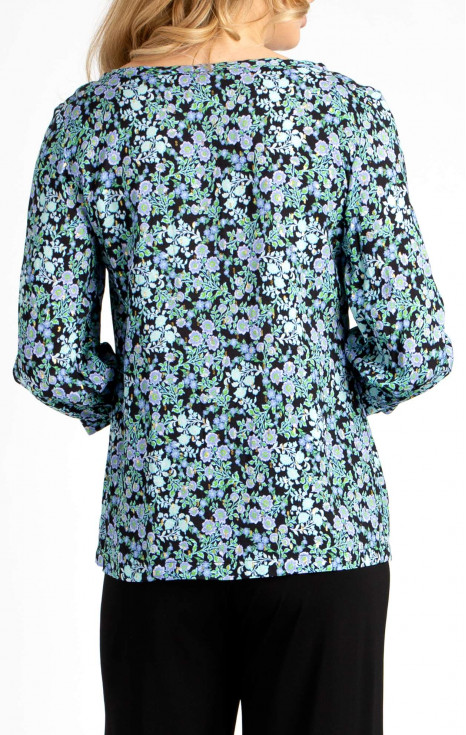 Елегантна блуза от нежна вискоза в свободен силует с флорален принт в цвят Lavender