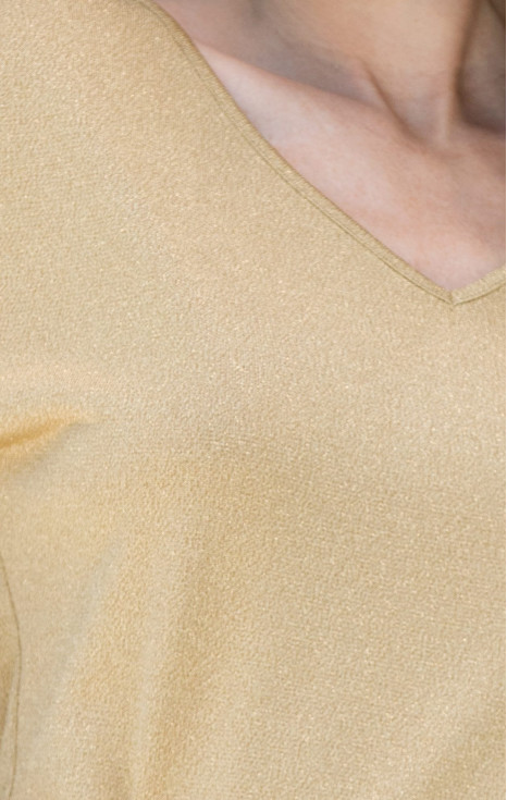 Елегантна блуза в свободен силует в цвят Golden Beige с блясък
