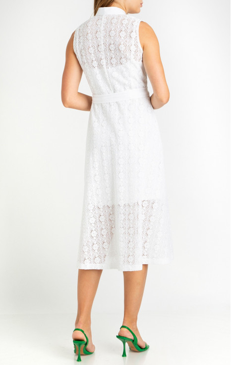 Бяла дантелена рокля в А-силует [1]