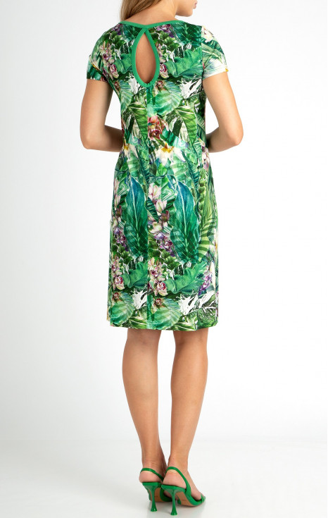 Лятна рокля от трико с флорален тропически принт [1]