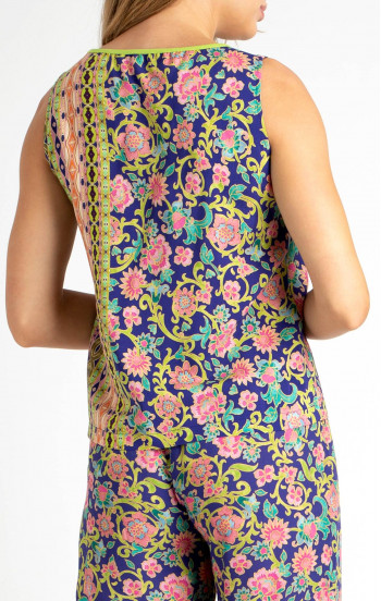 Елегантна блуза от вискоза с флорални мотиви и многоцветен бордюр [1]