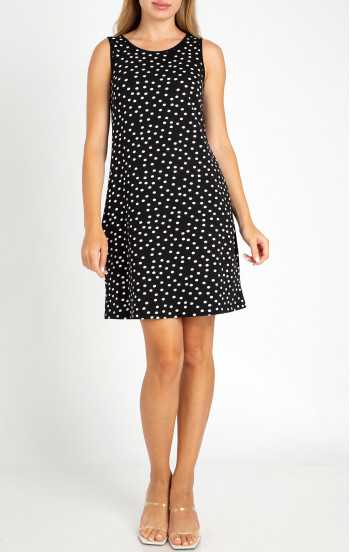 Комфортна рокля от памук в стил Polka Dots в черно и бяло