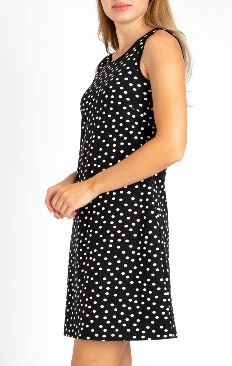 Комфортна рокля от памук в стил Polka Dots в черно и бяло