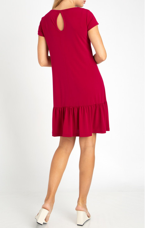 Къса лятна рокля от жарсе в цвят Persian Red [1]
