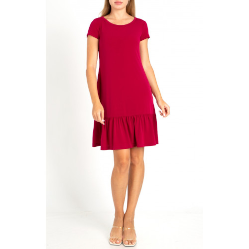 Къса лятна рокля от жарсе в цвят Persian Red