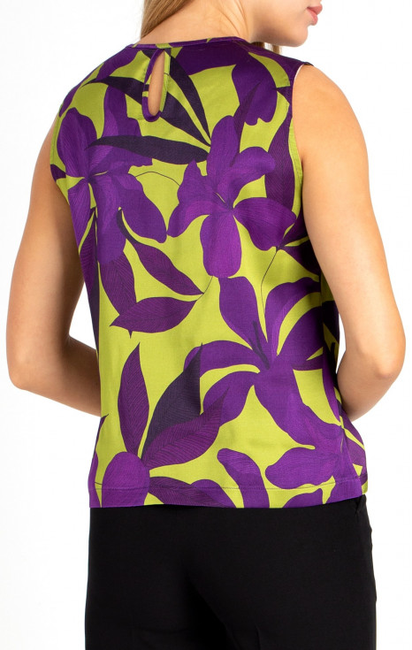 Официална блуза от сатенирана вискоза с флорални мотиви на основа Green Oasis [1]