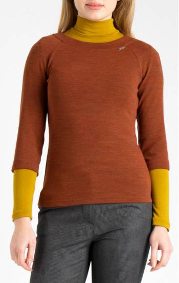 Топъл пуловер с 3/4 ръкав в цвят Rustic Brown