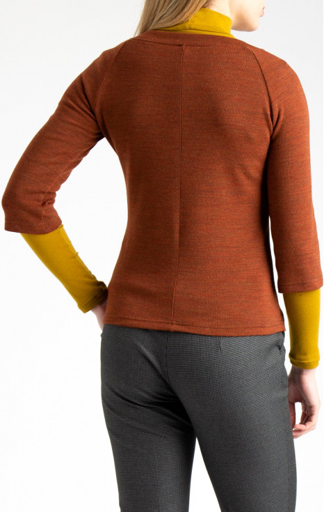 Топъл пуловер с 3/4 ръкав в цвят Rustic Brown [1]