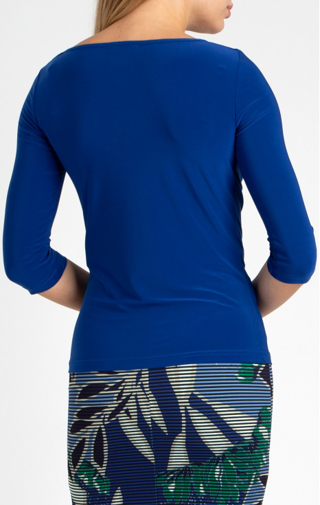Стилна блуза с драпирано деколте в цвят Ultamarine