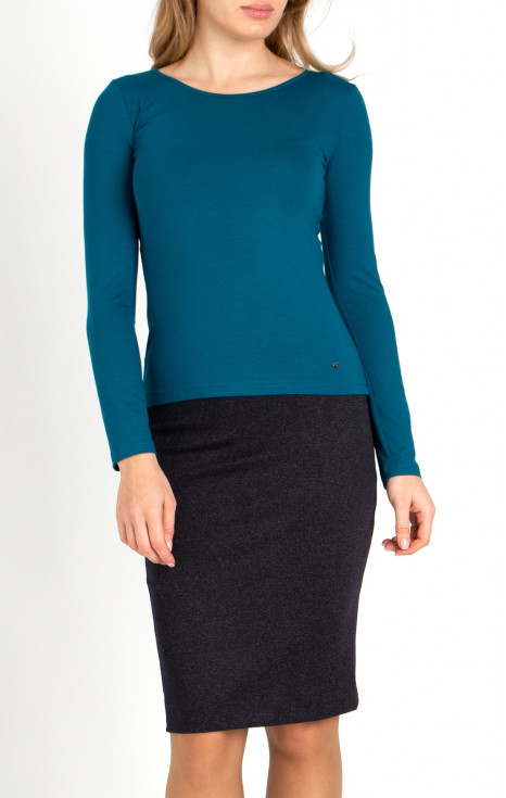 Класическа блуза с дълъг ръкав в цвят Blue Coral [1]