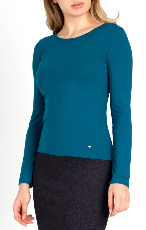 Класическа блуза с дълъг ръкав в цвят Blue Coral