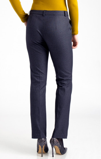 Класически панталон от луксозна еластична материя в цвят син графит с пепит [1]