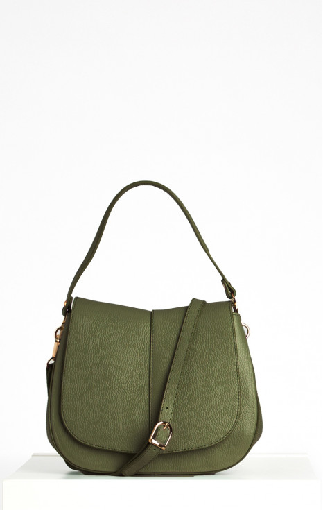 Чанта от естествена кожа в цвят Green Olive