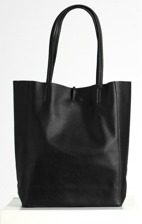 Голяма чанта от естествена кожа в черен цвят [1]