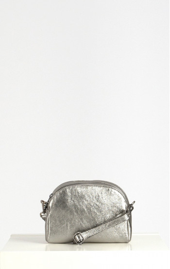Малка чанта от естествена кожа в цвят Silver