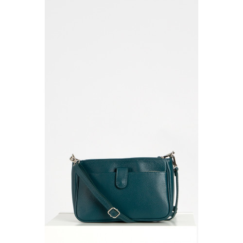 Малка дамска чанта от естествена кожа в цвят Deep Teal