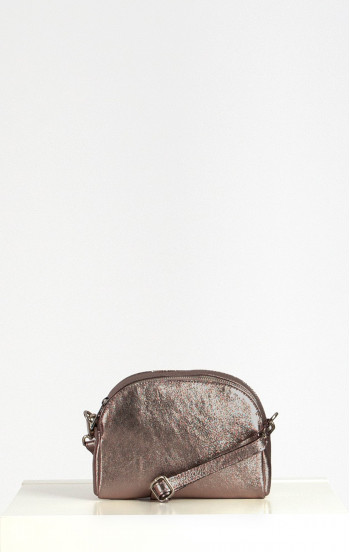 Малка чанта от естествена кожа в цвят Metal Bronze