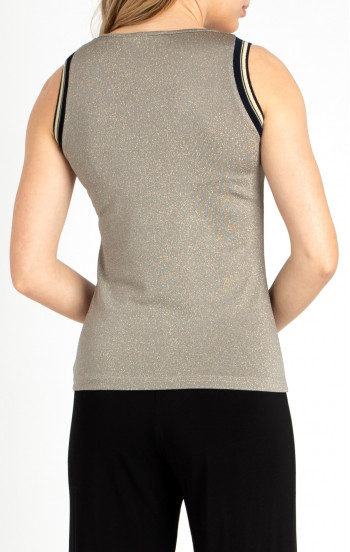 Вталена блуза без ръкав в цвят Dove с блясък [1]