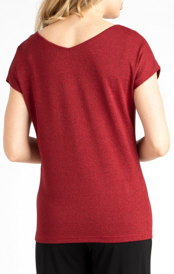 Блуза в свободен силует в цвят Brick Red с блестящи нишки [1]