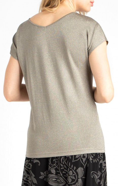 Елегантна блуза със златист блясък в цвят Dove [1]